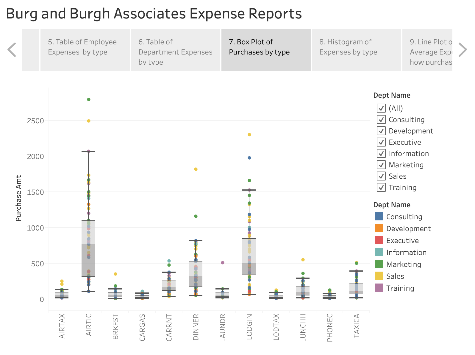 Static view of the company expenses dataset visualization