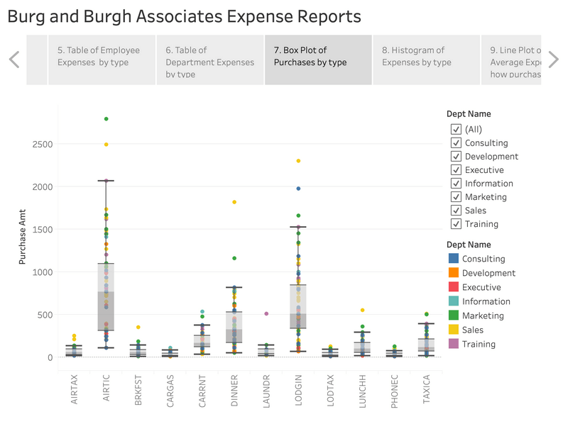 Static visualization of an expenses dataset